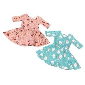Dot Dot Smile 2 Ballerina Twirl Santa Dresses Pink Blue Size 12-24 Months